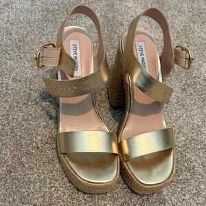 Steve Madden Metallic Gold Espadrille Platform Slingbacks